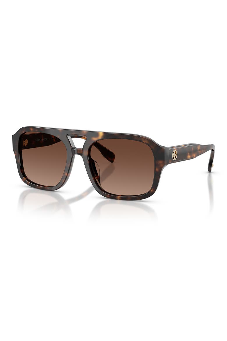 55mm Polarized Gradient Pilot Sunglasses, Alternate, color, DARK TORTOISE / POLAR LIGHT BROWN GRADIENT