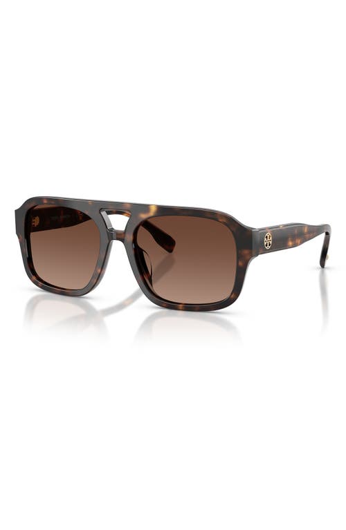 Tory Burch 55mm Polarized Gradient Pilot Sunglasses In Brown