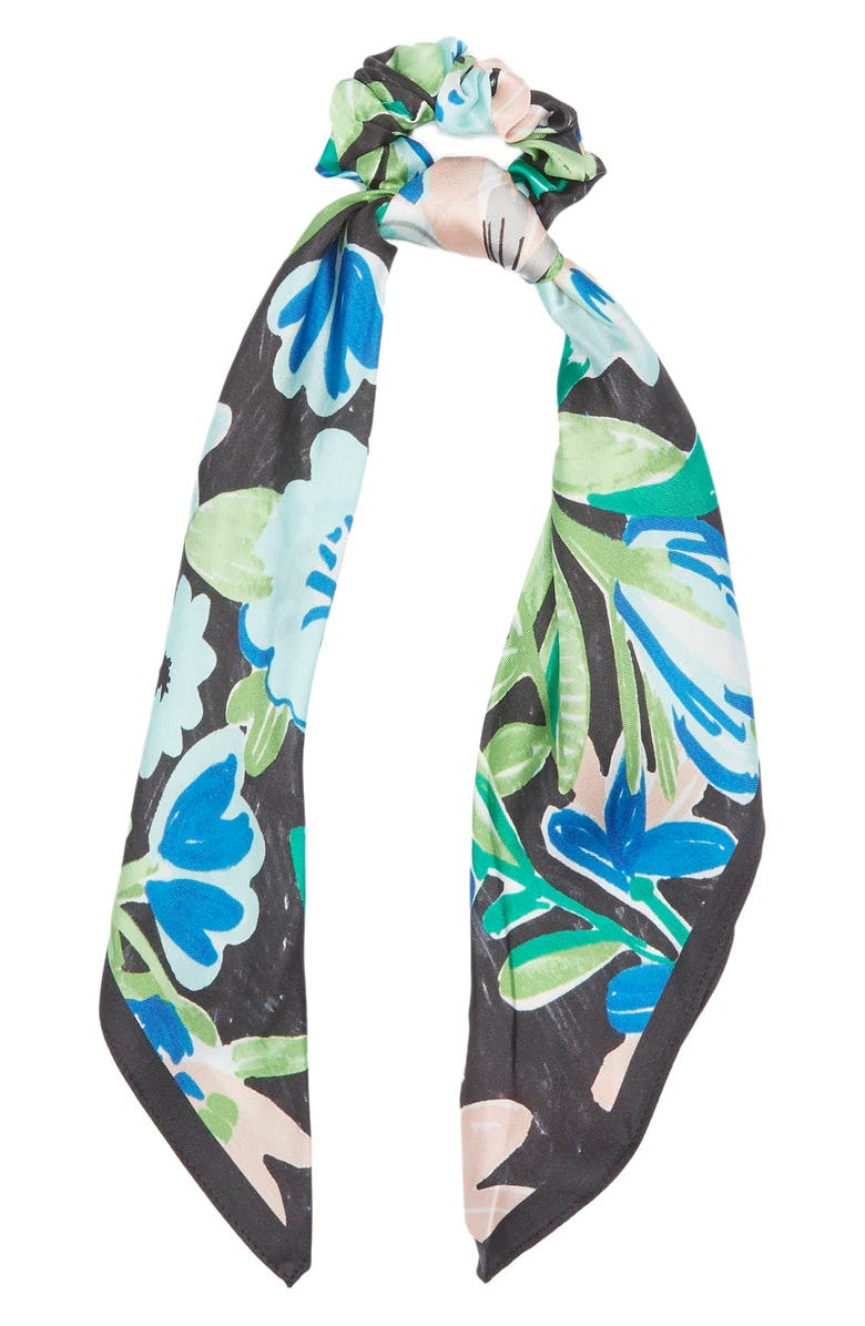 Kate Spade New York full bloom silk scarf hair tie, Main, color,