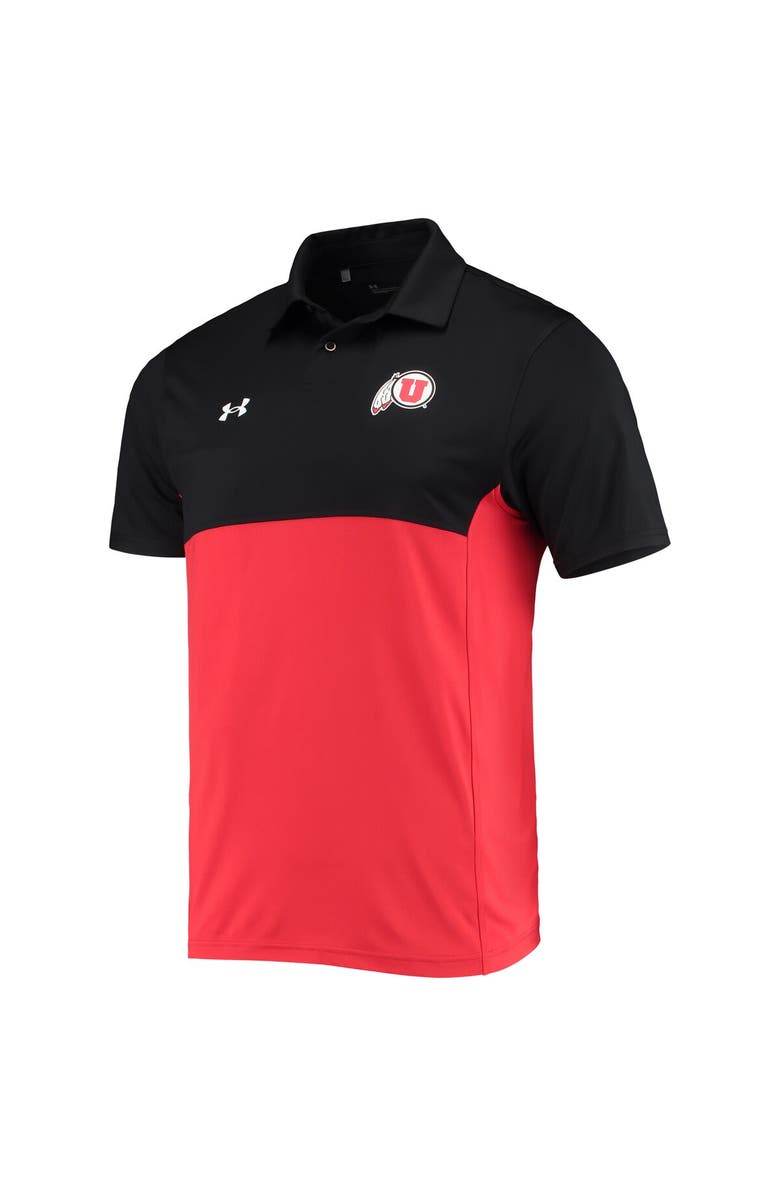 Under Armour Men's Under Armour Black/Red Utah Utes 2022 Blocked Coaches Performance Polo, Alternate, color, Black