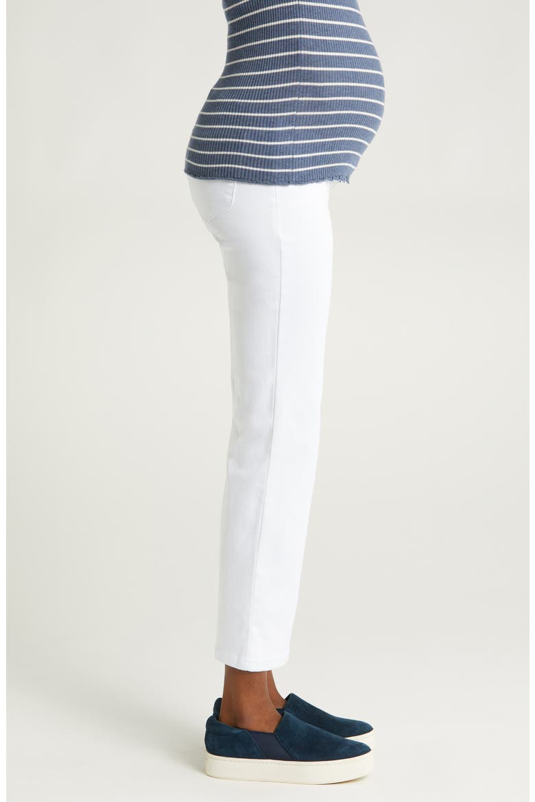Better Butter Over the Bump Ankle Straight Leg Maternity Jeans, Alternate, color, WHITE