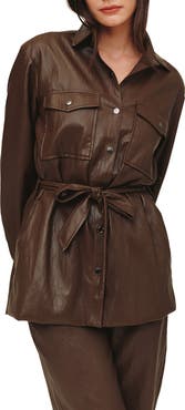 Bella Dahl Faux Leather Belted Utility Jacket
