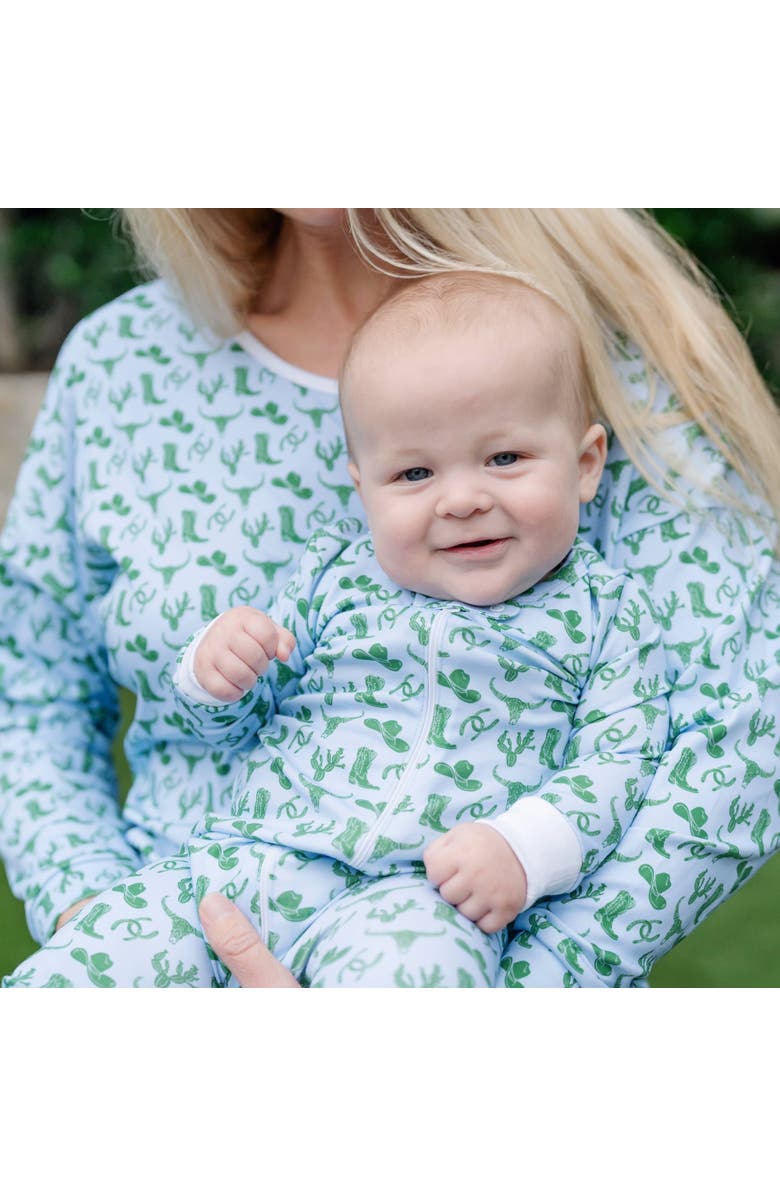 Lila and Hayes Parker Zipper Pajama, Alternate, color, Wild West Blue