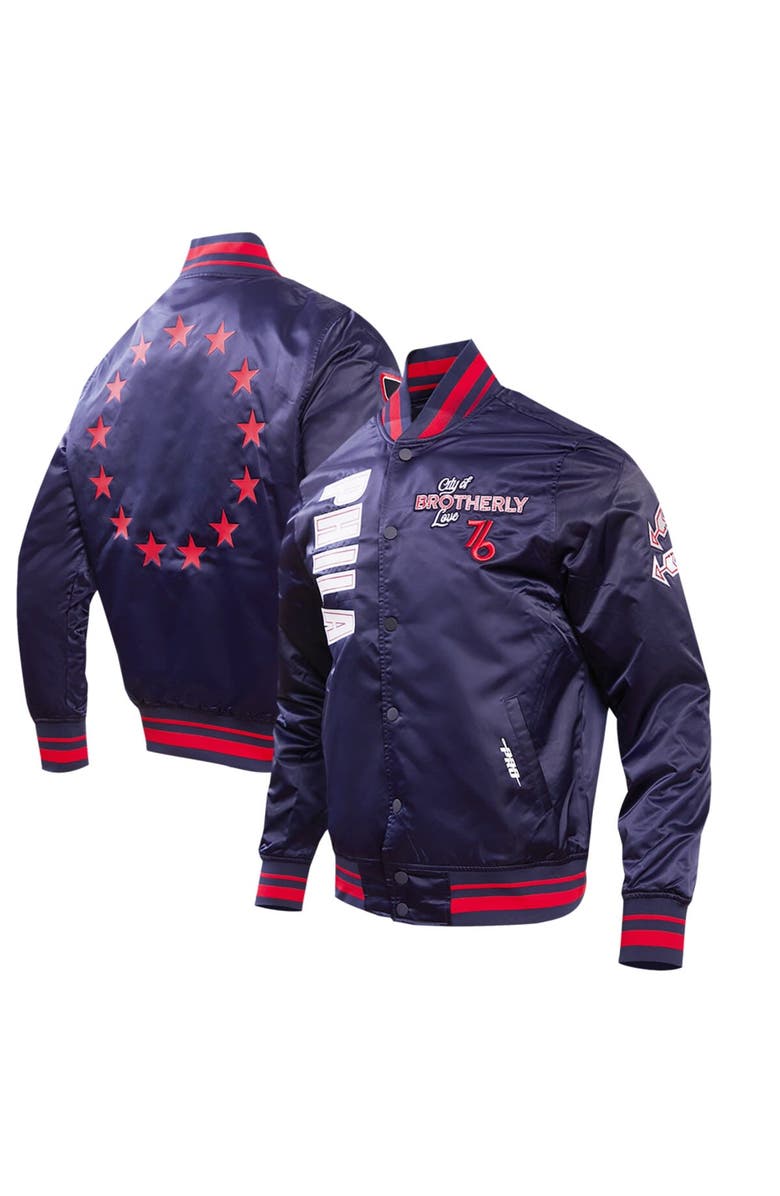 PRO STANDARD Men's Pro Standard Navy Philadelphia 76ers 2023/24 City Edition Satin Full-Snap Jacket, Main, color, Navy