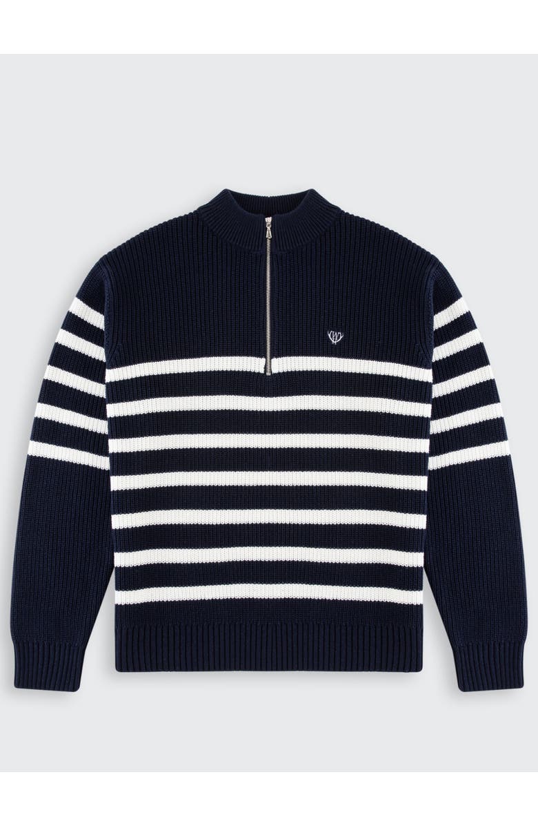 Walker & Hunt Huxley Striped Quarter Zip Sweater, Alternate, color, Navy