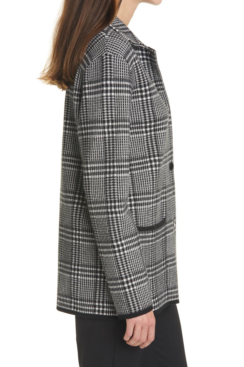 Plaid Sweater Jacket, Alternate, color, BLACK / WHITE