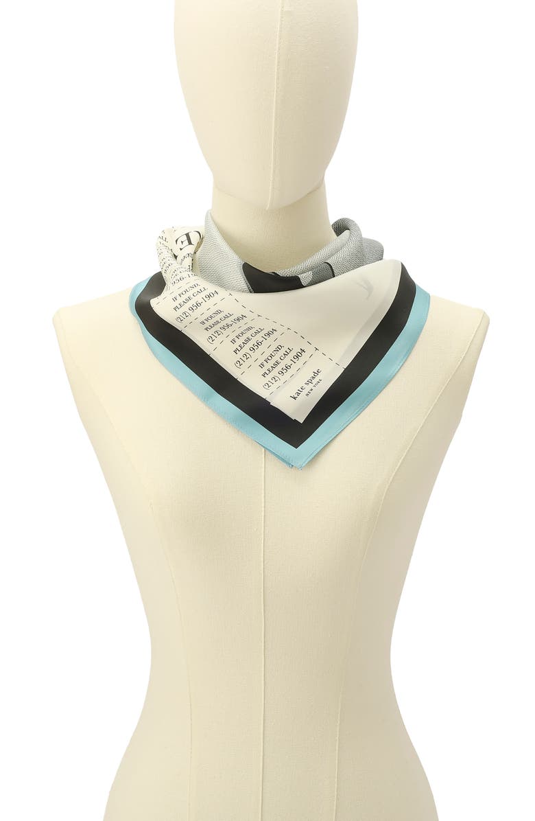 Kate Spade New York missing shoe square silk bandana, Alternate, color, Black Cream