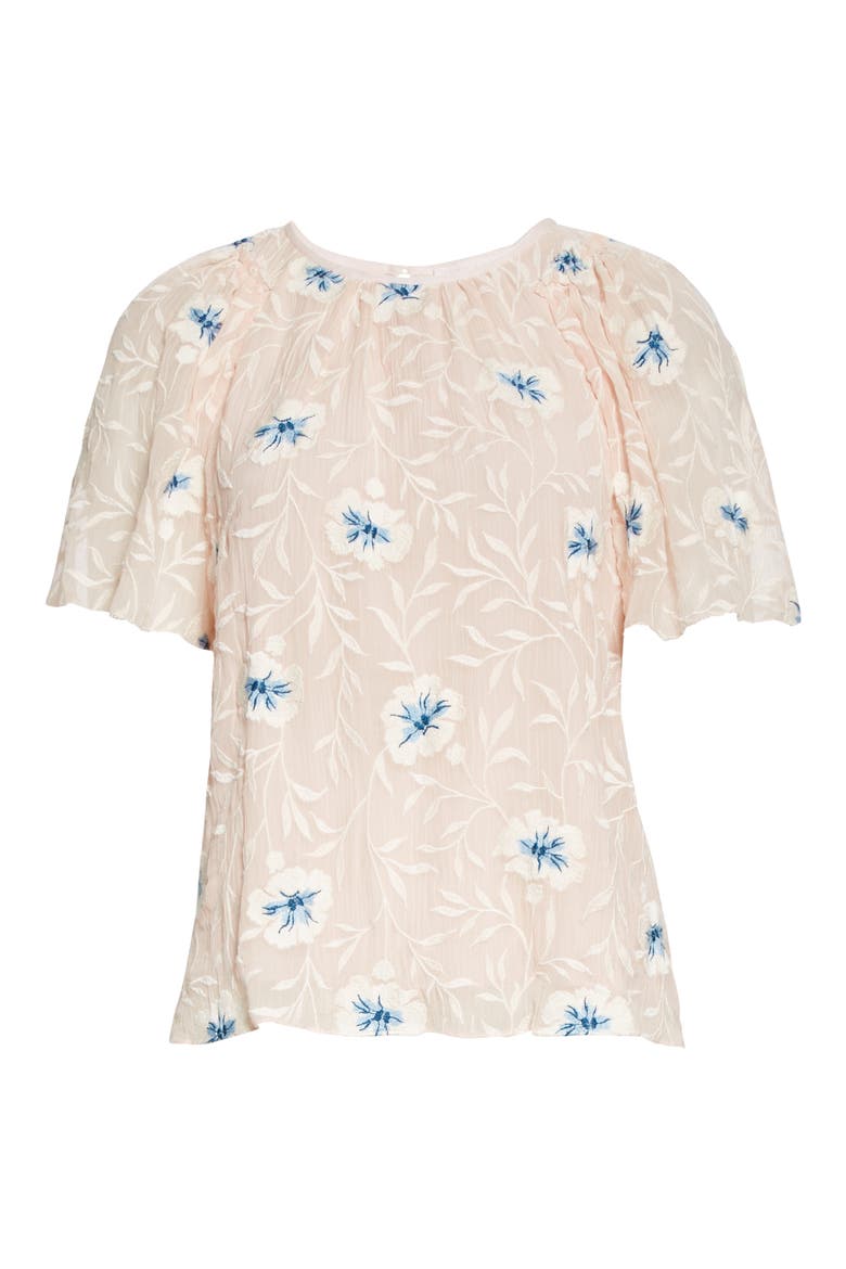 Trellis Embroidered Top, Alternate, color, PEACH COMBO
