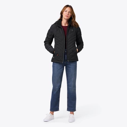 Mobile Warming Crest Natural Down Heated Jacket In Black