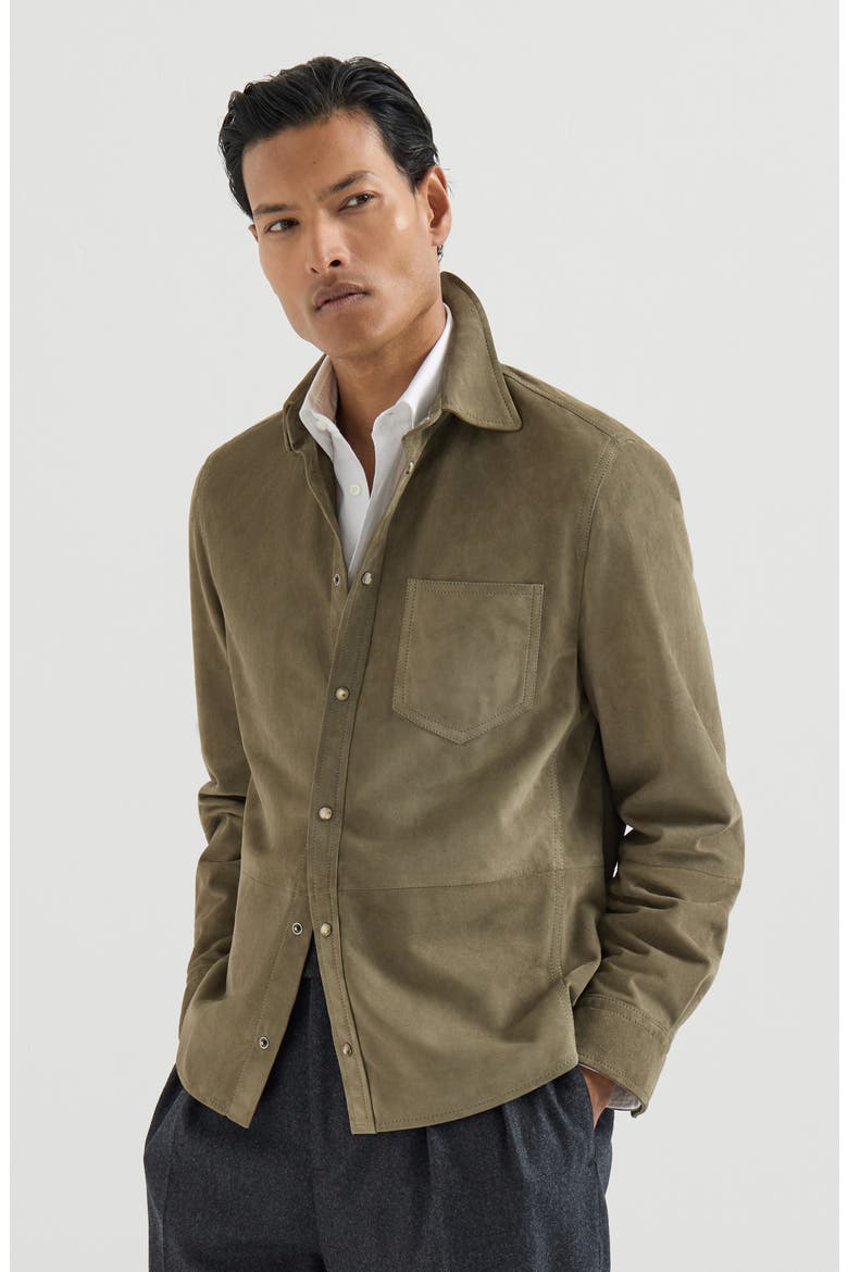 Suede overshirt, Main, color, Military