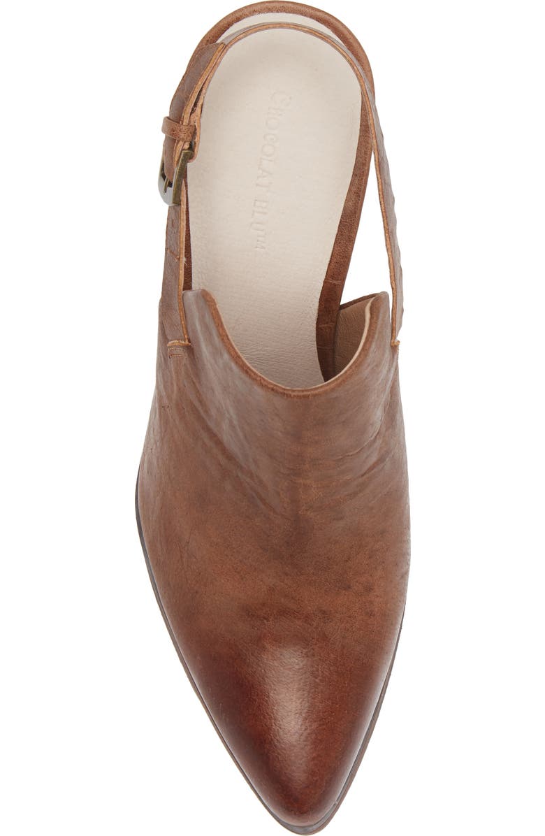 Chocolat Blu Eldorado Slingback Pointed Toe Mule, Alternate, color, Brown Leather