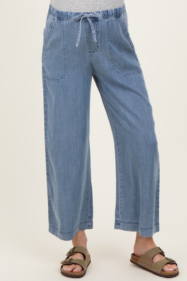 Washed Denim Cropped Pants, Alternate, color, Blue