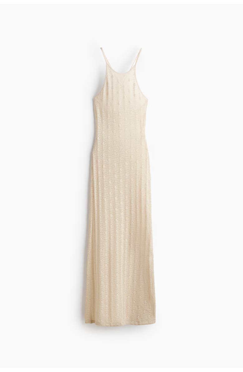 H&M Crochet-look Low-back Dress, Main, color, Light Beige
