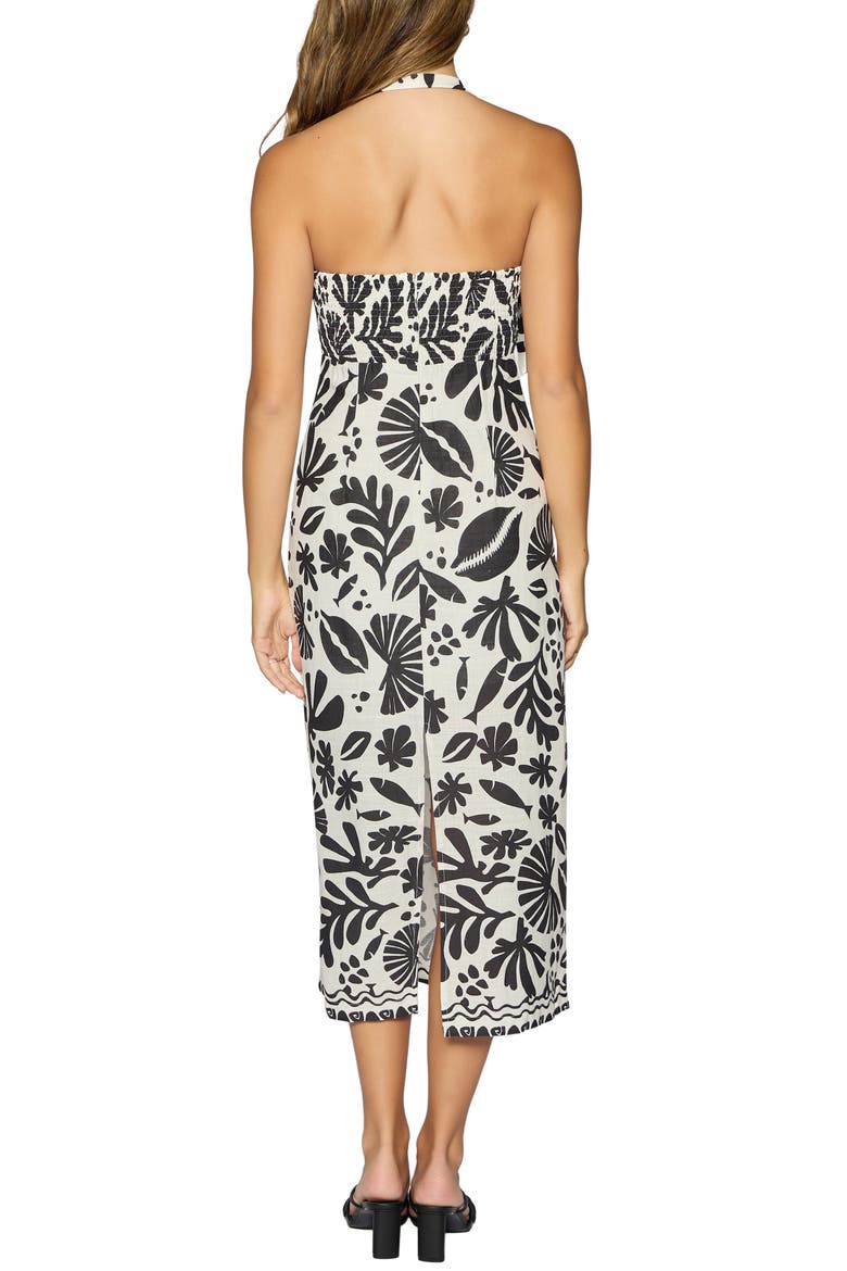 Tropical Bliss Halter Midi Dress, Alternate, color, OFF-WHITE-BLACK