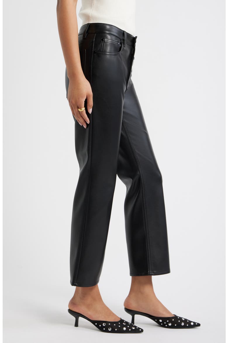 Faux Leather Kick Flare Pants, Alternate, color, BLACK
