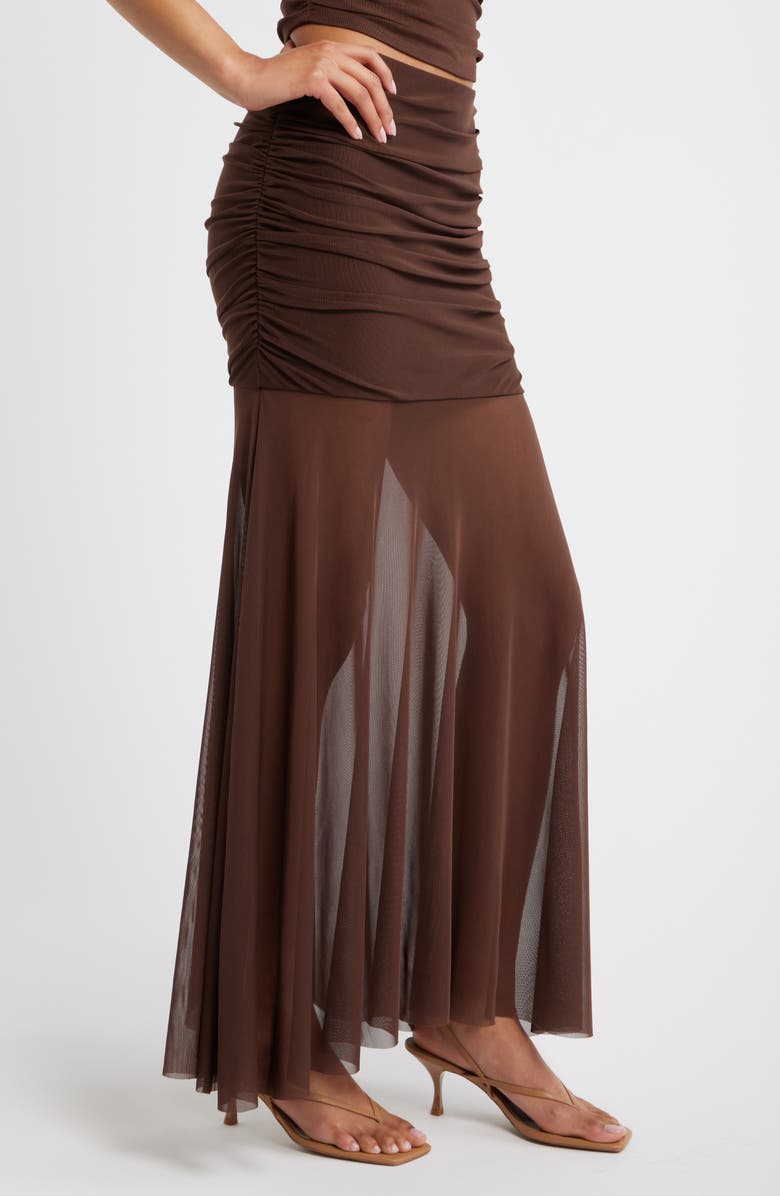 Open Edit Mesh Maxi Skirt, Alternate, color, Brown Terra