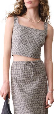 Marine Layer Zoe Seashell Print Hemp Blend Crop Tank