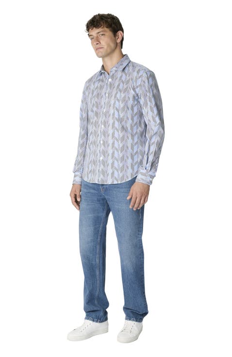 Poplin Cotton Shirt With Zigzag Pattern