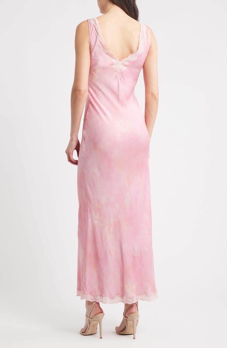 LoveShackFancy Bier Embellished Lace Trim Silk Blend Slipdress, Alternate, color, Pink Ember