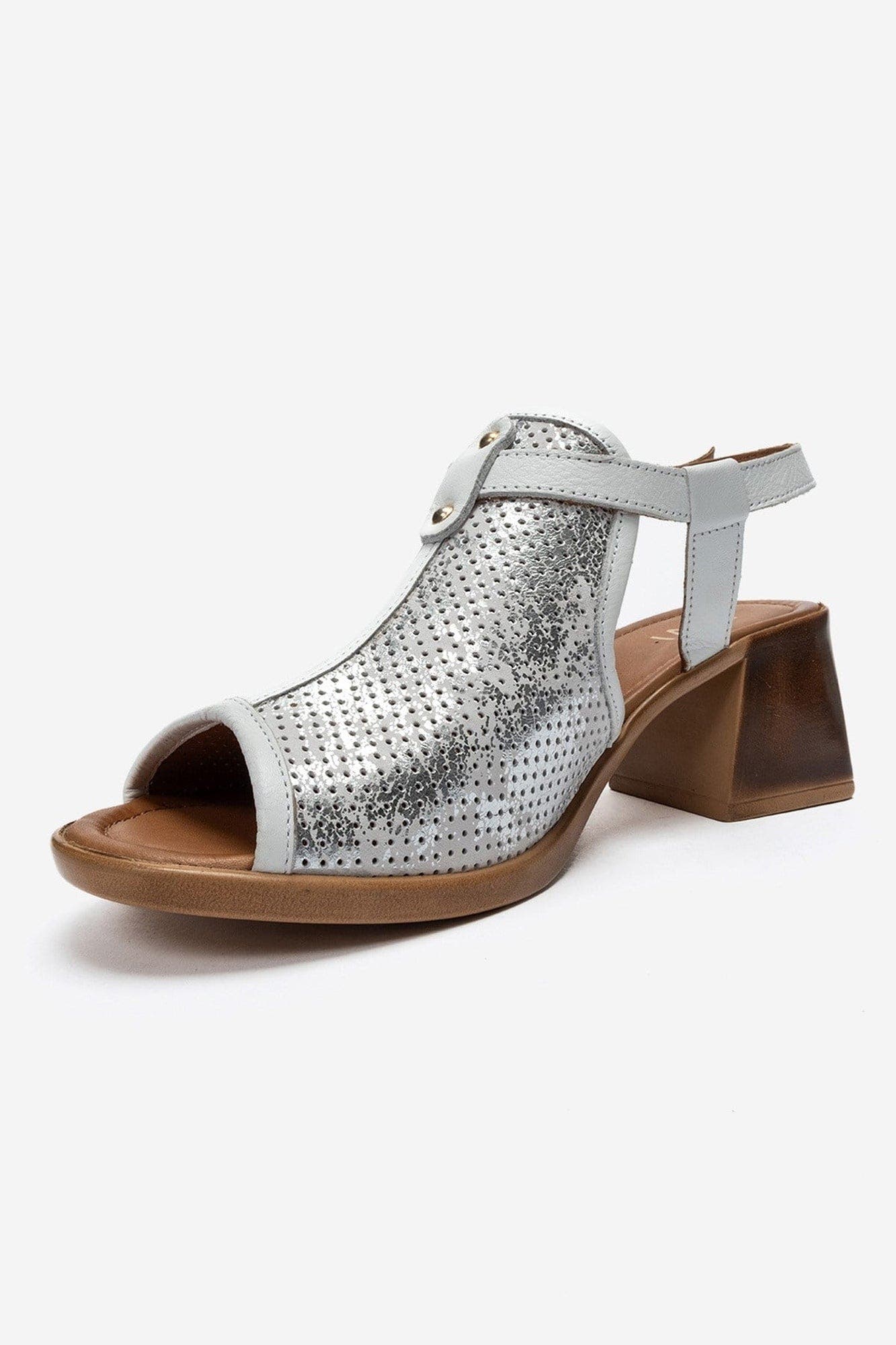 Janelle Leather Block Heel Sandal, Alternate, color, White Glitter