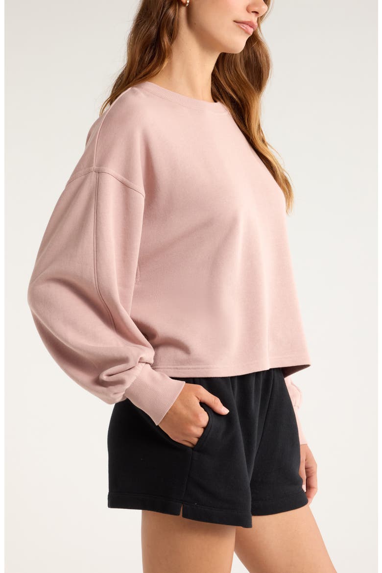 Go Easy French Terry Crewneck Sweatshirt, Alternate, color, PINK FAWN