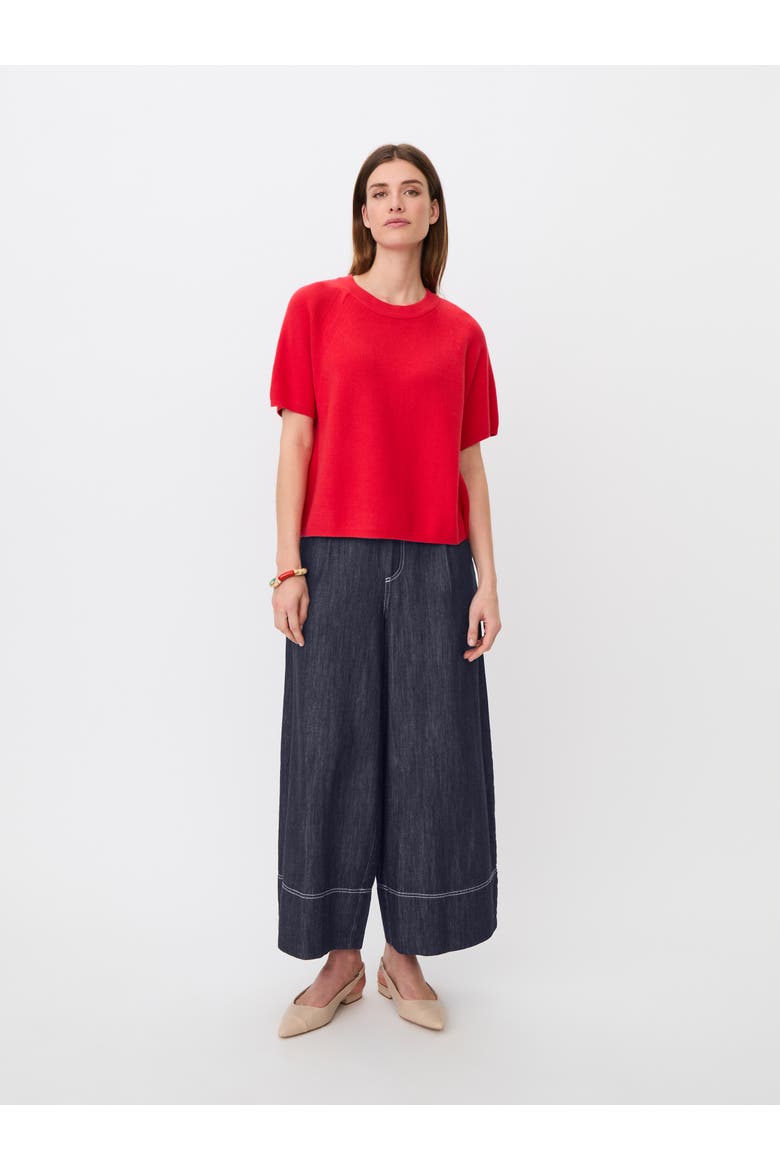High-Rise Wide-Leg Cropped Jeans, Alternate, color, Dark Denim