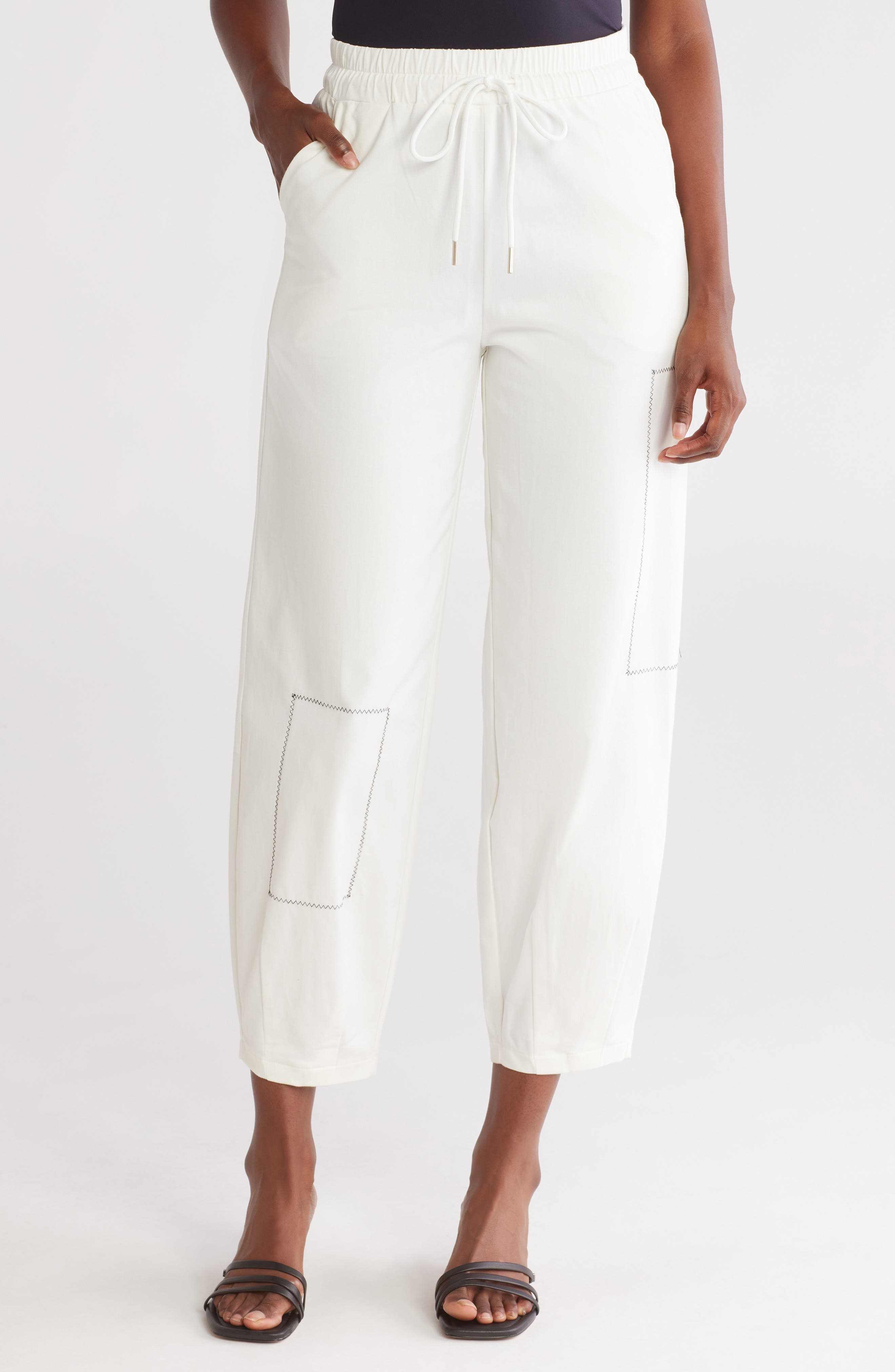 PATRIZIA LUCA Stitch Detail Stretch Cotton Pants