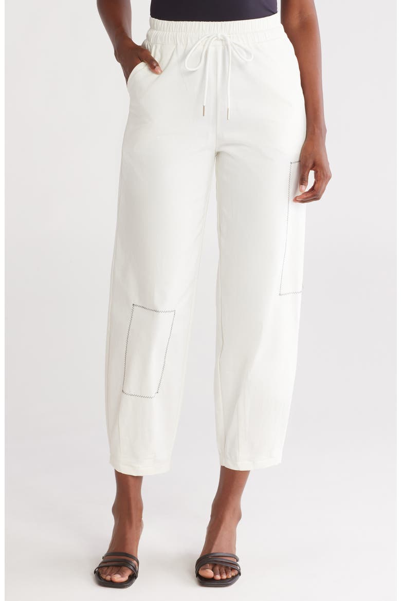 Stitch Detail Stretch Cotton Pants, Main, color, WHITE