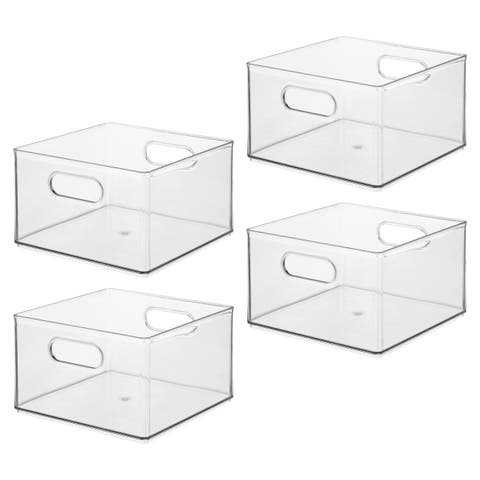Plastic Storage Bin with Handles for Household Storage - Set of 4
