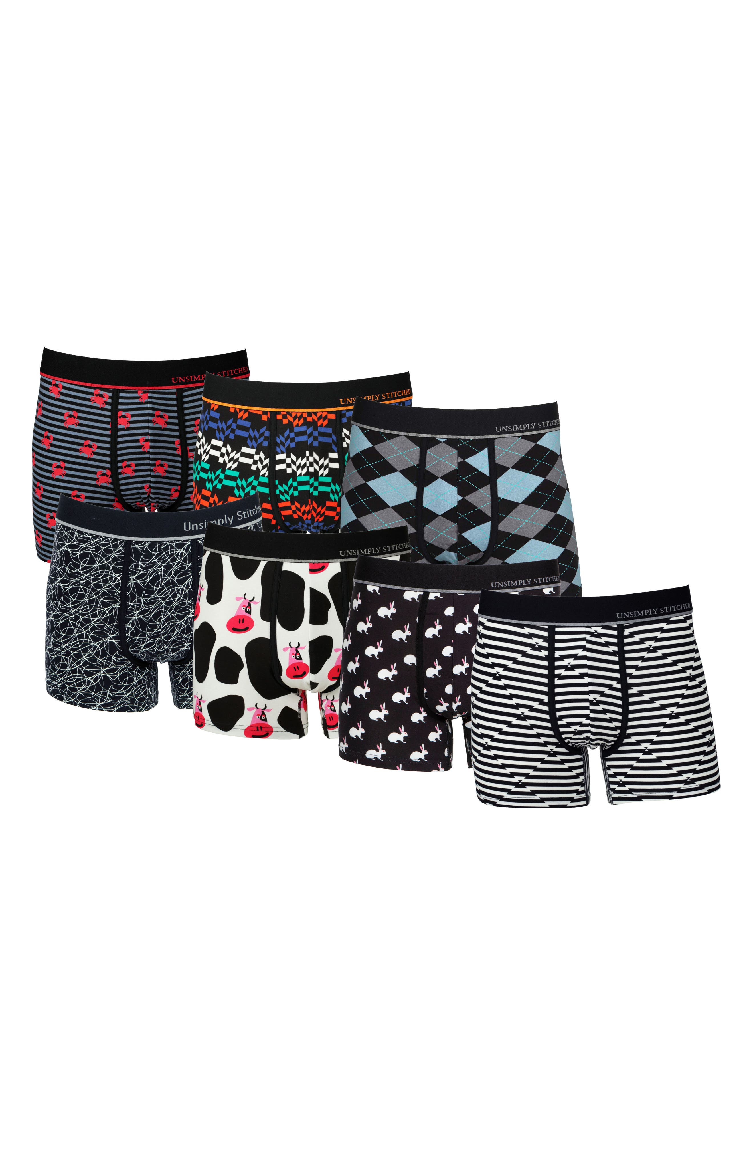 UNSIMPLY STITCHED 7-Pack Assorted Stretch Cotton Trunks