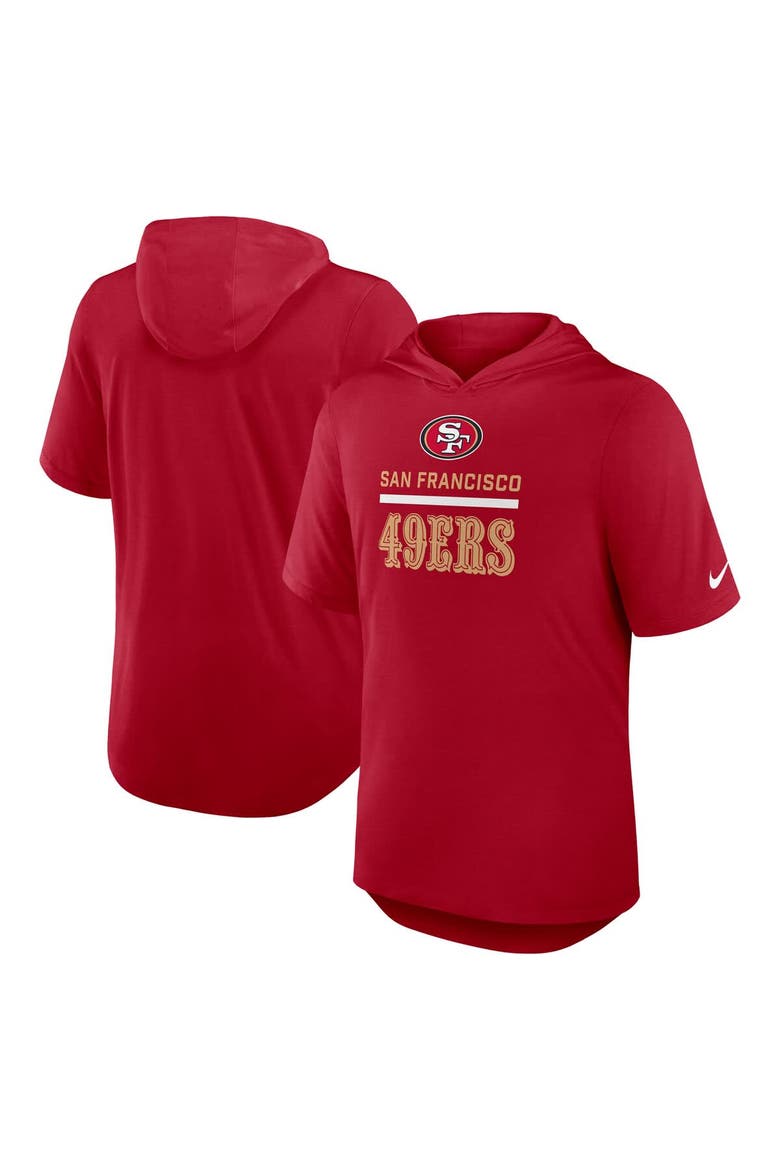 Men's Nike Scarlet San Francisco 49ers Lockup Tri-Blend Hoodie T-Shirt, Main, color, Scarlet