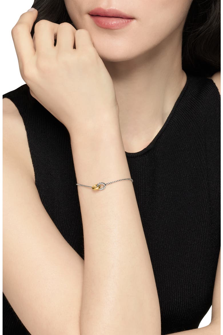 Petite Cable Linked Hoop Bracelet, Alternate, color, STERLING SILVER/ GOLD