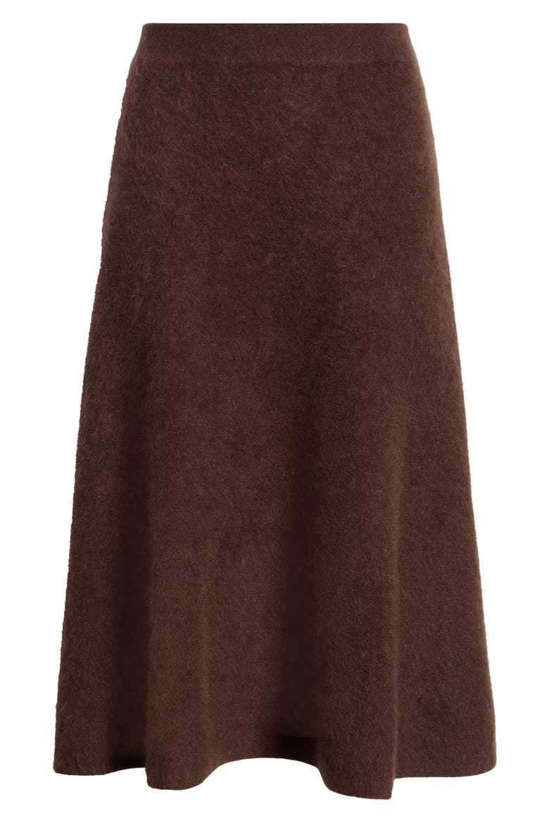 Brushed Cashmere Circle Midi Skirt, Main, color, BROWN MOLE