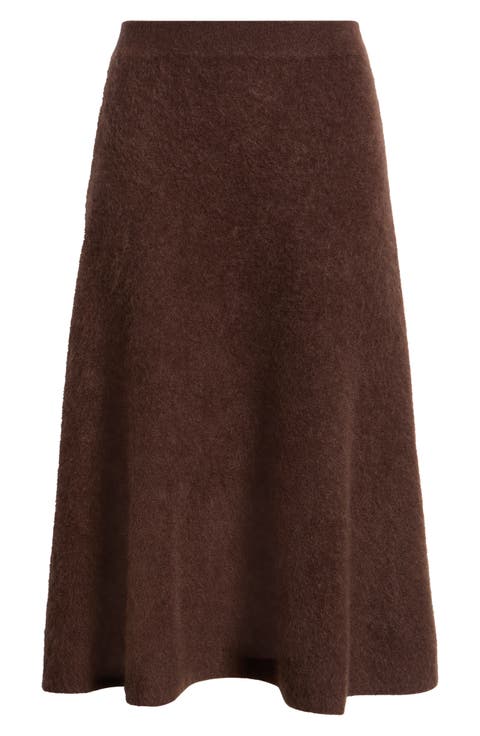 Brushed Cashmere Circle Midi Skirt