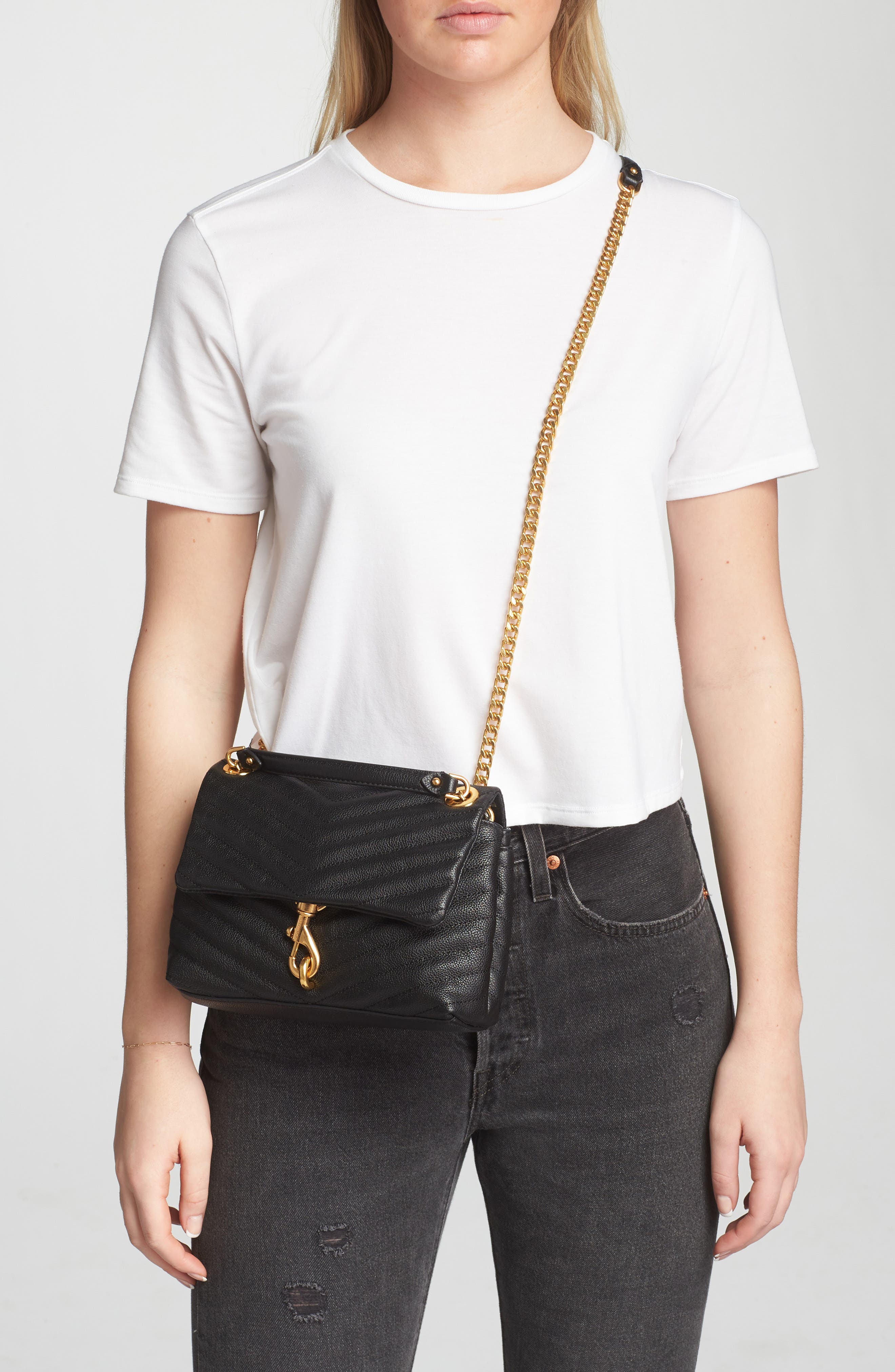 Rebecca Minkoff Edie Quilted Leather Convertible Crossbody Bag, Alternate, color, 