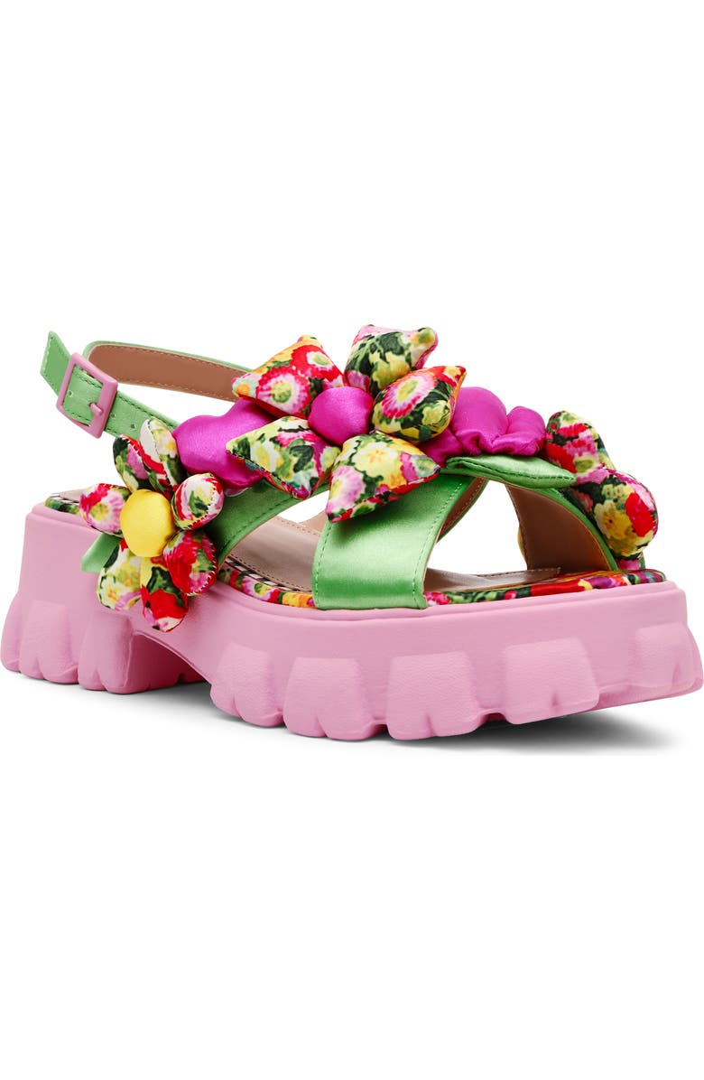 Betsey Johnson Jeromy Platform Sandal, Main, color, Green Floral Multi