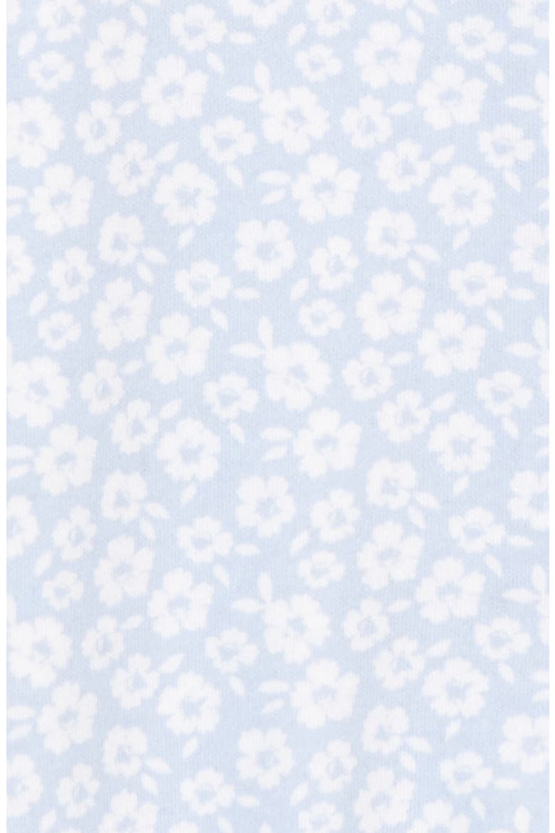 Print Cotton Footie, Alternate, color, BLUE FEATHER DITSY