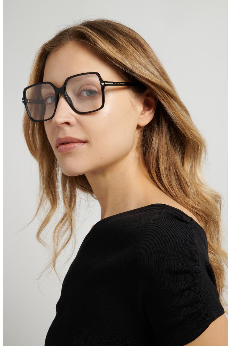 57mm Square Optical Glasses, Alternate, color, BLACK