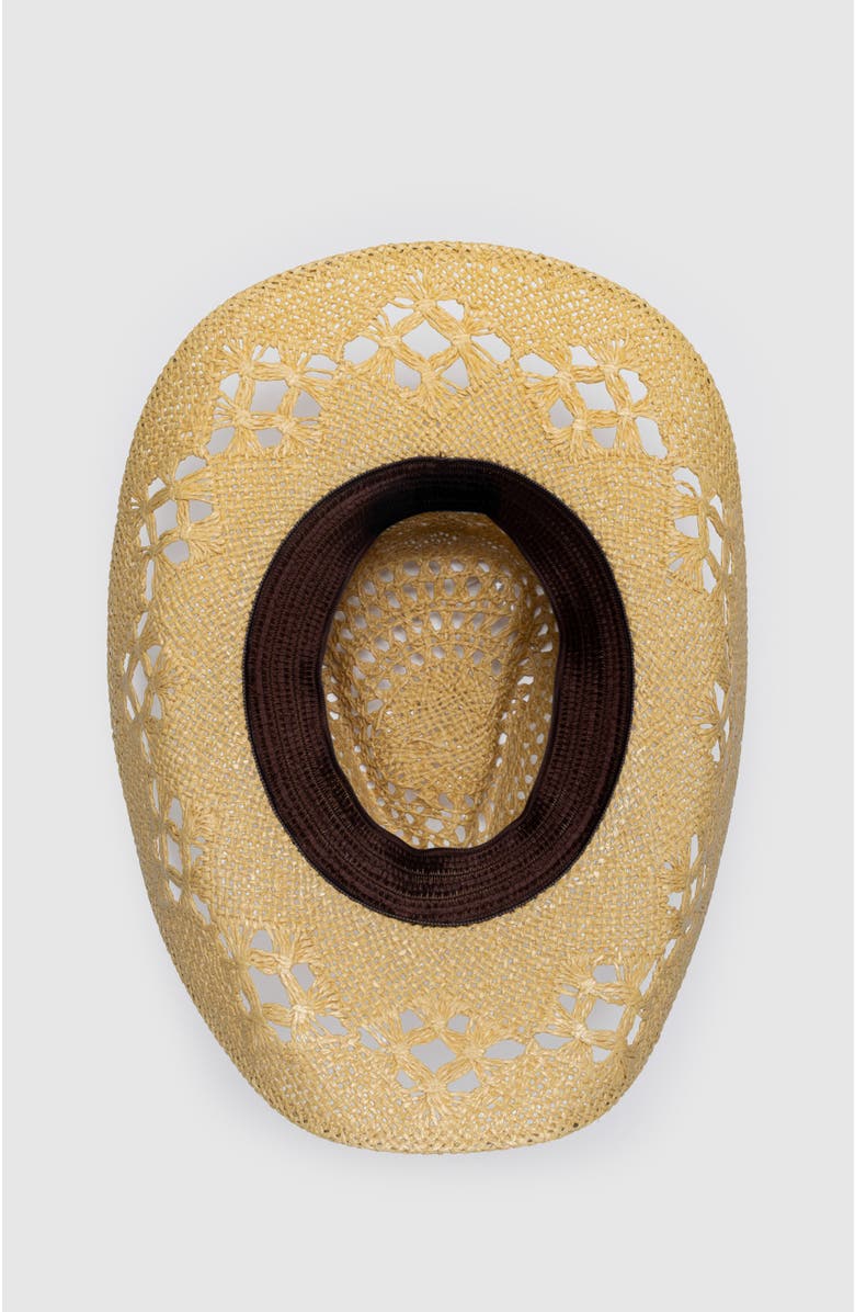 Manela Twister Legacy  Handwoven Straw Sun Hat - Bohemian Summer Cowboy Hat, Alternate, color, Ochre  / Beige