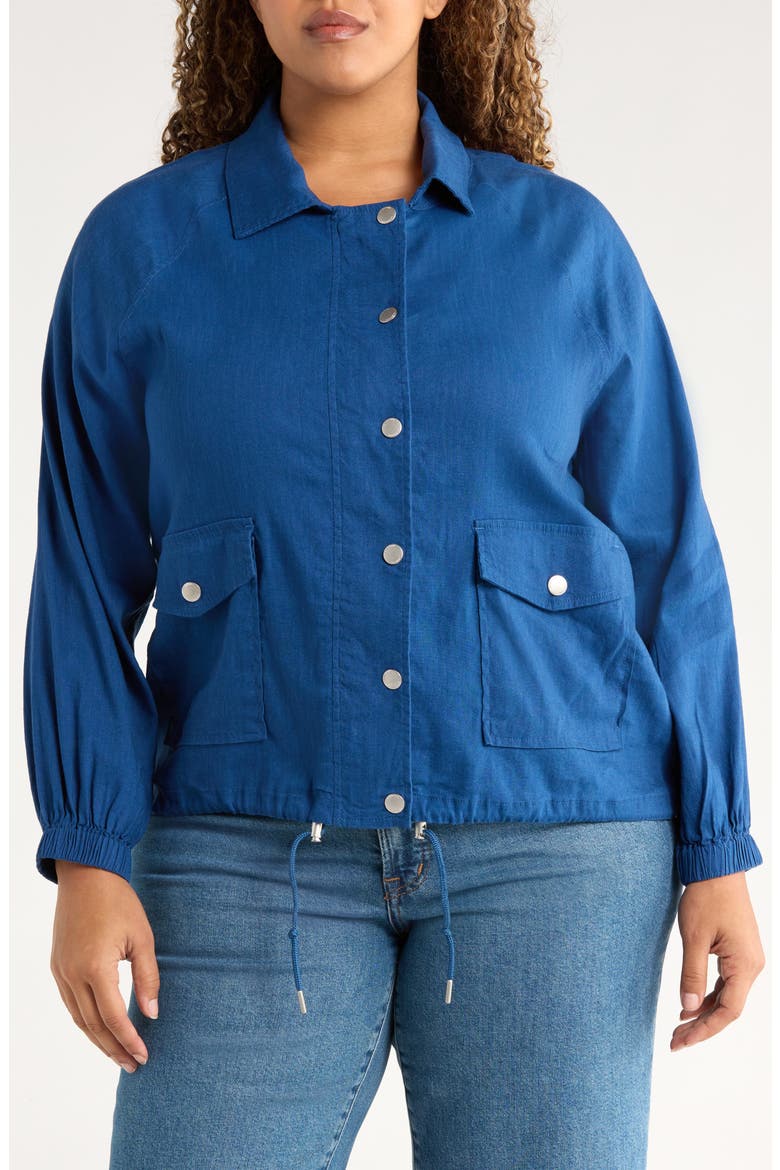 Raglan Sleeve Linen Blend Jacket, Alternate, color, GODDESS BLUE