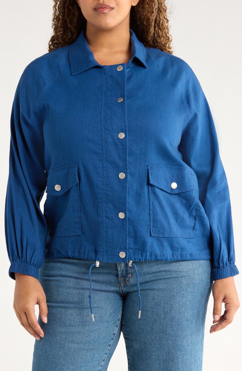 Liverpool Los Angeles Raglan Sleeve Linen Blend Jacket, Alternate, color, Goddess Blue