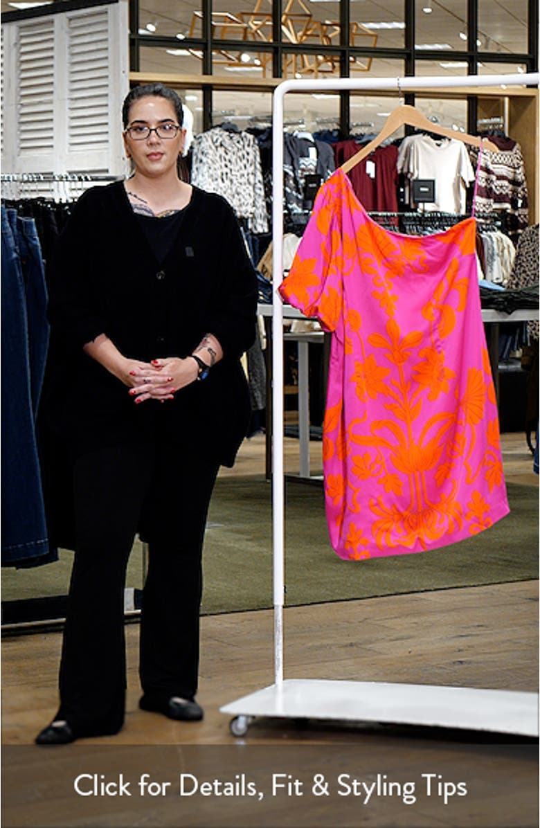 Vallie Floral One-Shoulder Satin Shift Dress, sales video thumbnail