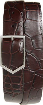 Canali Croc Embossed Leather Belt