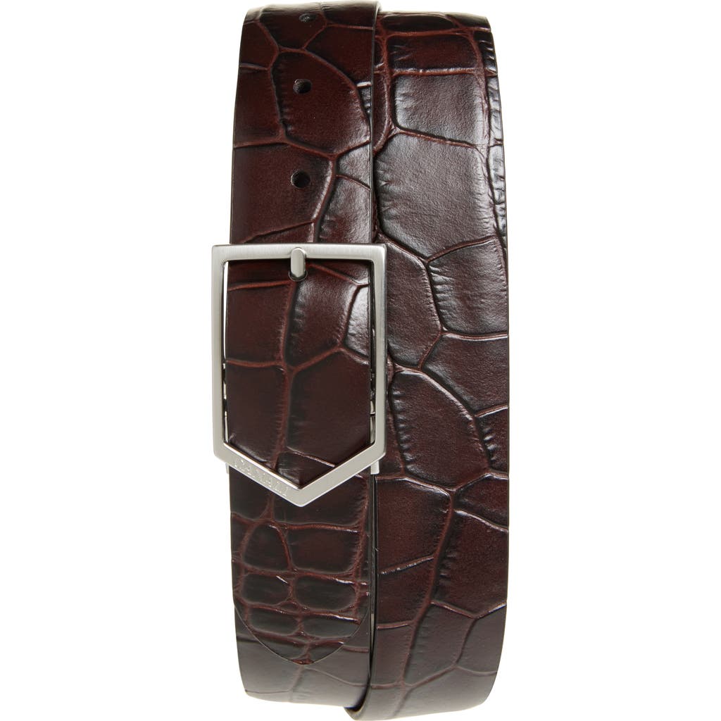 Canali Croc Embossed Leather Belt in Brown  product