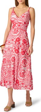 Adrianna Papell Paisley Floral V-Neck Dress