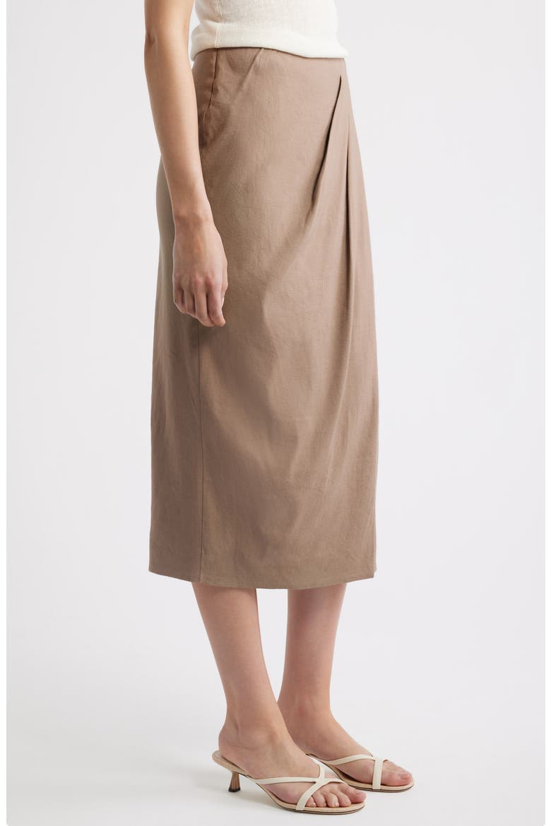 Linen Blend Wrap Midi Skirt, Alternate, color, BROWN LENTIL