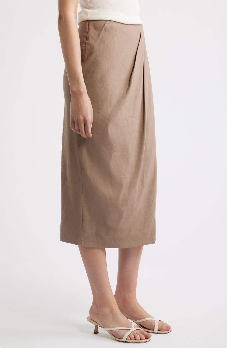 Nordstrom Linen Blend Wrap Midi Skirt, Alternate, color, Brown Lentil