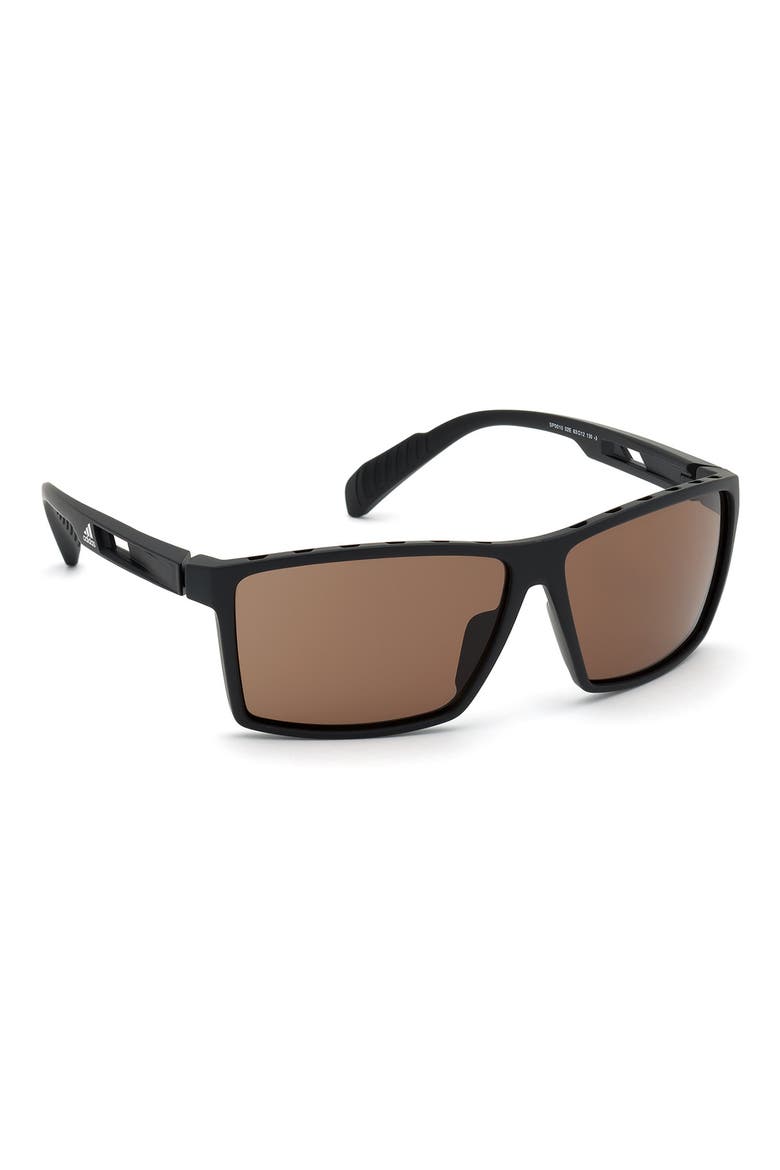 63mm Rectangular Sunglasses, Alternate, color, MATTE BLACK / BROWN LENSES