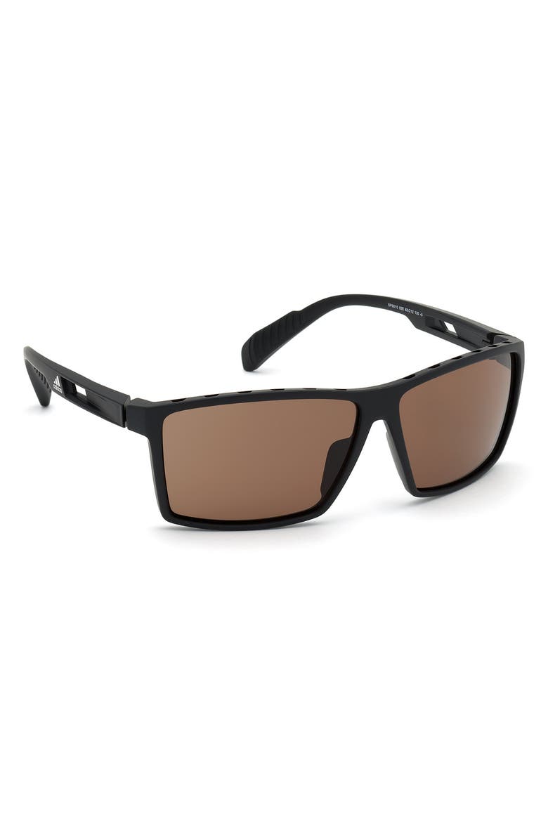 adidas 63mm Rectangular Sunglasses, Alternate, color, Matte Black / Brown Lenses