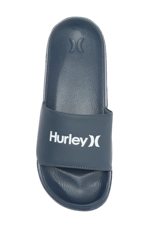 Hurley Wordmark Slide Sandal In Navy